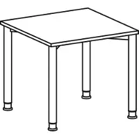 Geramöbel Schreibtisch, BxTxH 800x800x680-800 mm, höhenverstellbar, Platte buche, Rundrohrgestell anthrazit