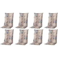 Madison New York Madison 8x C306 Hochlehner Gartenstuhl Auflagen 8cm taupe gestreift