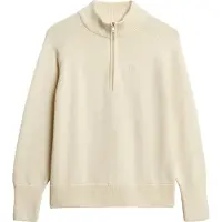 Superdry für Damen. W6110625A Beiger Pullover ?Classic? mit halbem Verschluss (XS), Lässig, Baumwolle