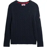 Superdry für Damen. W6110610A Slouchy Cable navy Pullover (S), Lässig, Baumwolle, Marine