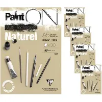 Clairefontaine 4x PaintON Naturel, Block A5, kopfseitig geleimt, 30 Blatt, 250g, Sand, Mixed Media - 96539C