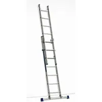 Szagato Schiebeleiter 2x7 Stufen Länge 3m 195x41cm ALU Schiebeleiter 2 teilig Stufenschiebeleiter Schiebeleiter Alu-Schiebeleiter Mekrzweckleiter