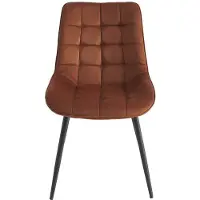 Vente-unique 2er Set Stühle mit Nähten - Velours und schwarzes Metall - Terracotta - OLLUA