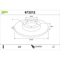 Valeo 2x Bremsscheiben Hinten für AUDI 80 Limousine (8C2, B4) 245mm 673212