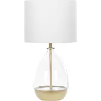 Beliani Tischlampe Weiß / Gold Glas und Stahl 63 cm Stoffschirm Vasenform Kabel mit Schalter Wohnzimmer Salon Moderner Stil