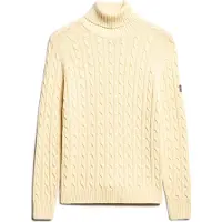 Superdry für Damen. W6110614A Beigefarbener Pullover mit lockerer Kabelrolle (L), Lässig, Baumwolle