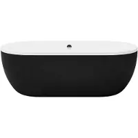 Vente-unique Freistehende ovale Badewanne 170 x 80 x 58 cm Acryl Schwarz matt 200 L NEPTUNA