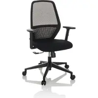 Hjh OFFICE Profi Bürostuhl CARLOW I Ergonomischer Schreibtischstuhl mit Armlehnen Stoff / Netzstoff Schwarz Drehstuhl für Büro, Zuhause