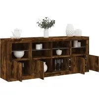 vidaXL Sideboard mit LED-Leuchten Räuchereiche 163x37x67 cm