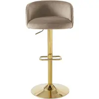 Vente-unique Barhocker höhenverstellbar - Samt & goldfarbenes Metall - Beige - PERLANITA