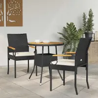 vidaXL Gartenstühle 2 pcs Schwarz und Cremeweiß Poly-Rattan und Akazie - Gartenstühle DE1012
