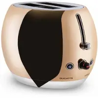 Bugatti - Romeo, Multifunktions-Design-Toaster aus Edelstahl, 7 Bräunungsstufen, 4 Funktionen, ohne Zange, 870-1035 W, Glänzendes Roségold