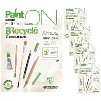 Clairefontaine 4x PaintON Recycling, Block A5, kopfseitig geleimt, 30 Blatt, 250g, weiß, Mixed Media - 975740C