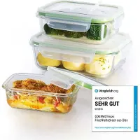 DS Produkte GOURMETmaxx Glas Frischhaltedosen Klick-it 4er Set geeignet für Spülmaschine Mikrowelle Backofen und Gefrierschrank Luftdicht & Auslaufsicher