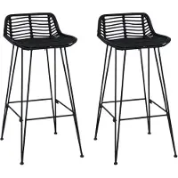 vidaXL Barhocker 2 Stück Schwarz 44 x 46 x 91 cm Rattan und Stahl