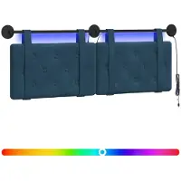 Syfax Hängendes Kopfteil Mit LED Licht Blau Samt