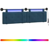 Syfax Hängendes Kopfteil Mit LED Licht Blau Samt