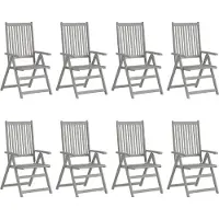 vidaXL Verstellbare Gartenstühle mit Auflagen 8 Stk. Grau Akazienholz