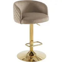 Vente-unique Barhocker 2er-Set höhenverstellbar - Samt & goldfarbenes Metall - Beige - PERLANITA