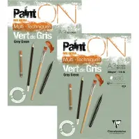 Clairefontaine 2x PaintON Vert de gris, Block A3, kopfseitig geleimt, 30 Blatt, 250g, graugrün, Mixed Media - Graugrün 975706C