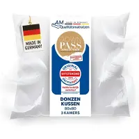 AM Qualitätsmatratzen Premium Daunenkissen 80x80 im 3-Kammer-System Made in Germany & DOWNPASS Zertfiziert