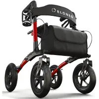 Aktiv shop GmbH ELONEO Rollator faltbar mit Sitz, Outdoor Rollator mit Luftbereifung inkl. Sitzfläche, Rückengurt, höhenverstellbare Gehhilfe aus Aluminium