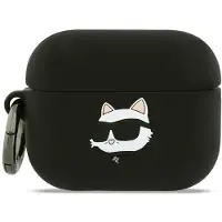 Karl Lagerfeld Hülle Case AirPods Pro 3 Silikon schwarz Logo Katze 3D
