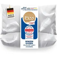 AM Qualitätsmatratzen Premium Daunenkissen 45x70 2er Set im 3-Kammer-System Made in Germany & DOWNPASS Zertfiziert