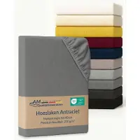 AM Qualitätsmatratzen Premium Jersey Boxspringbett Spannbettlaken aus Baumwolle Made in Germany 70x200cm in Anthrazit