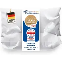 AM Qualitätsmatratzen Premium Daunenkissen 80x80 2er Set im 3-Kammer-System Made in Germany & DOWNPASS Zertfiziert
