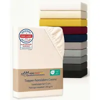 AM Qualitätsmatratzen Premium Jersey Topper Spannbettlaken aus Baumwolle Made in Germany 120x190cm in Creme