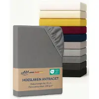 AM Qualitätsmatratzen Premium Jersey Spannbettlaken aus Baumwolle Made in Germany 70x180cm in Anthrazit