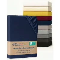AM Qualitätsmatratzen Premium Jersey Spannbettlaken aus Baumwolle Made in Germany 120x190cm in Dunkelblau