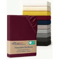 AM Qualitätsmatratzen Premium Jersey Spannbettlaken aus Baumwolle Made in Germany 80x180cm in Bordeaux