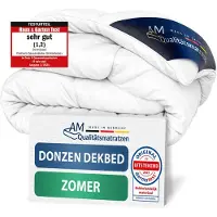 AM Qualitätsmatratzen Premium Sommer Daunen Bettdecke Made in Germany aus 100 % Daunen 140x200cm