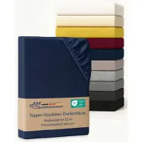 AM Qualitätsmatratzen Premium Jersey Topper Spannbettlaken aus Baumwolle Made in Germany 150x190cm in Dunkelblau