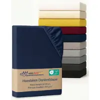 AM Qualitätsmatratzen Premium Jersey Boxspringbett Spannbettlaken aus Baumwolle Made in Germany 280x200cm in Dunkelblau