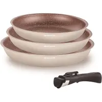 Arthur Martin Kochgeschirr-Set – Für alle Herdarten geeignet, inklusive Induktion – – AM4754 – 3-teiliges Topf-Set – 20, 24 und 28 cm + 1 abnehmbarer Griff