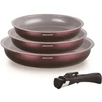 Arthur Martin Pfannen-Set 3-teilig mit Antihaftbeschichtung, 20/24/28 cm, Aluminium, abnehmbarer Metallgriff