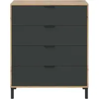 CALICOSY - Kommode mit 4 Schubladen, Nachbildung Eiche und Anthrazitgrau - L77,5 cm