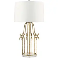 Elstead Lighting Elstead Stella Tischleuchte E27 Gebeiztes Gold Creme