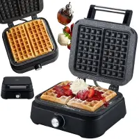 Zilan Waffeleisen mit Antihaftbeschichtung Cool-Touch-Griff Überhitzungsschutz 1500W