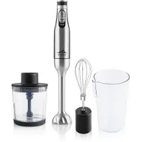 Eta Stabmixer Spesso II I 3 in 1 I 6 Geschwindigkeiten I 1200 W I DC Motor I Turbo Stufe I Zerkleinerer I 600 ml Behälter I Edelstahlausführung
