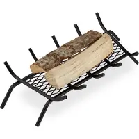Relaxdays Kaminrost, eckig, Stahl, Kamin & Grillkamin, massiv & robust, Feuerrost mit Füßen, HBT: 17x69x34 cm, schwarz