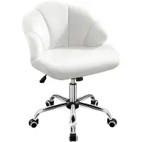Yaheetech Bürostuhl ergonomisch Drehstuhl höhenverstellbar Schminkstuhl mit Rollen Schreibtischstuhl in Muschelform, bis 136 kg belastbar, Weiß