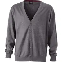 James & nicholson Herren V-Ausschnitt Cardigan JN661 anthracite melange XXL
