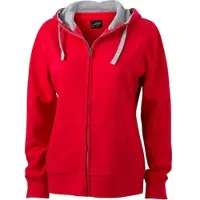 James & nicholson Damen Lifestyle Kapuzen Sweatjacke JN962 red/grey heather S