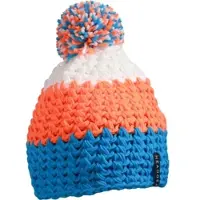 Myrtle beach Unisex 3-farbige Häkelmütze mit Pompon Bommel-Mütze MB7940 pacific/neon orange/white one size