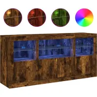 vidaXL Sideboard mit LED-Leuchten Räuchereiche 142,5x37x67 cm