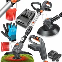 MASKO Akku-Rasentrimmer mit 20 V Li-Akku, 2,0 Ah Akku und Ladegerät, Motorsense 26 cm Schnittkreis, 180° Trimmwinkel, Teleskop-Stiel & Zusatzhandgriff, inkl. 20 Messer Kunststoffklinge